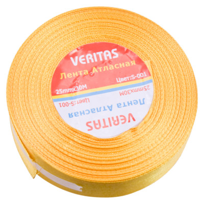 Лента атласная Veritas шир 25мм цв S-001 желтый (уп 30м) (2)