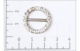 кольцо с перекладиной металл 15мм цв никель со стразами (уп 10шт) 3729к | Распродажа! Успей купить!